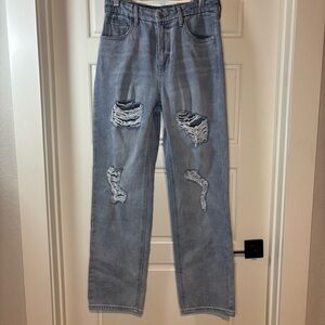 NWT GUESS Jessalyn High Rise Light Dest. Wash Straight Leg Jeans Women Size 4/27